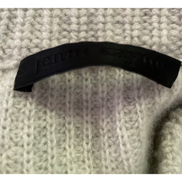 EUC Large JENNI KAYNE Cashmere Fisherman Ribbed Knit Light Gray Sweater - Picture 3 of 10